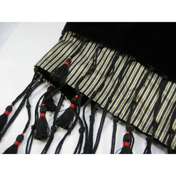 Handcrafted / Alburgan Handicrafts Large Long Shawl Velvet Runner Fringe Silk - Picture 2 of 12